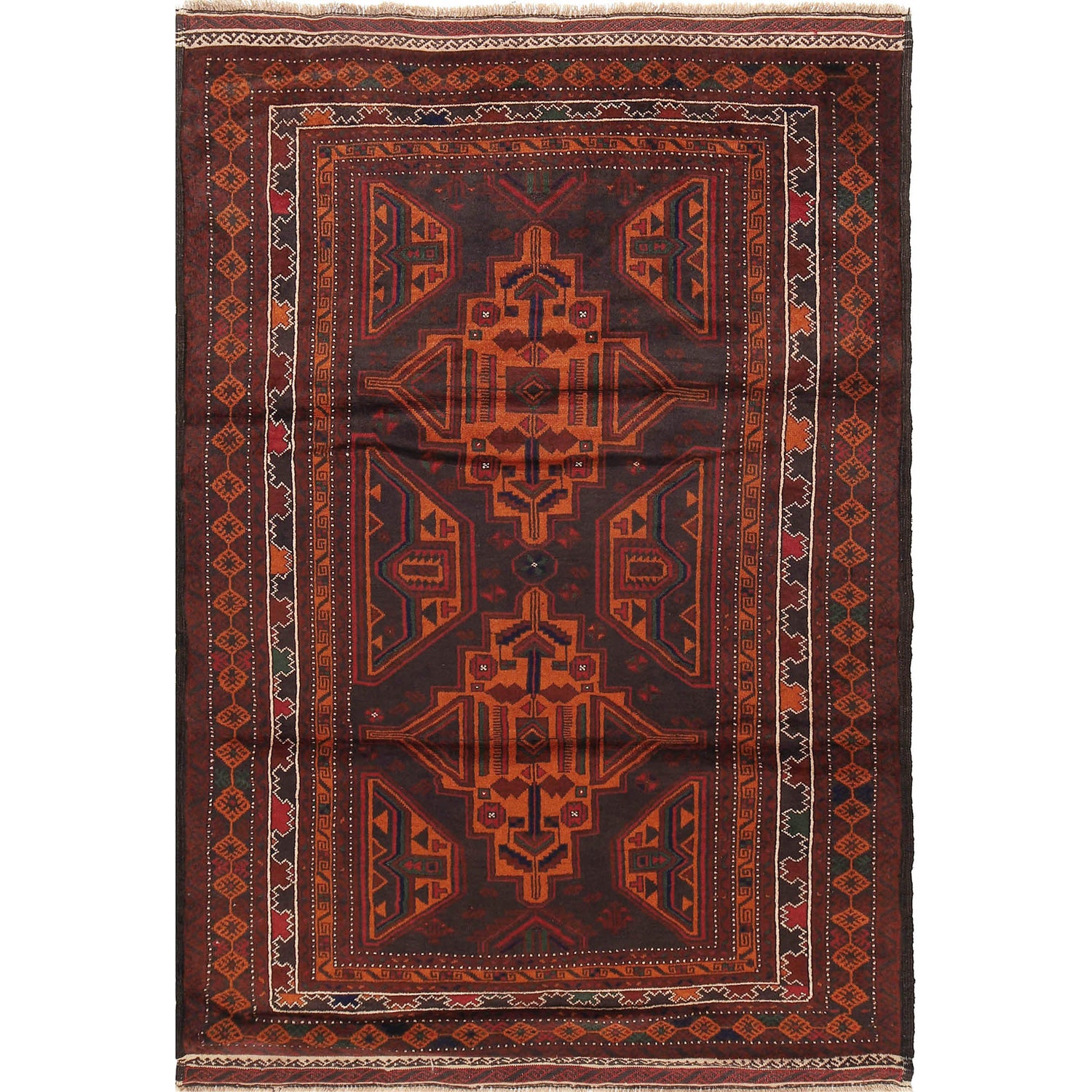 Tribal Baloch Rug 4' 2" x 6' 3" ft / 128 x 191 cm - No. R18786