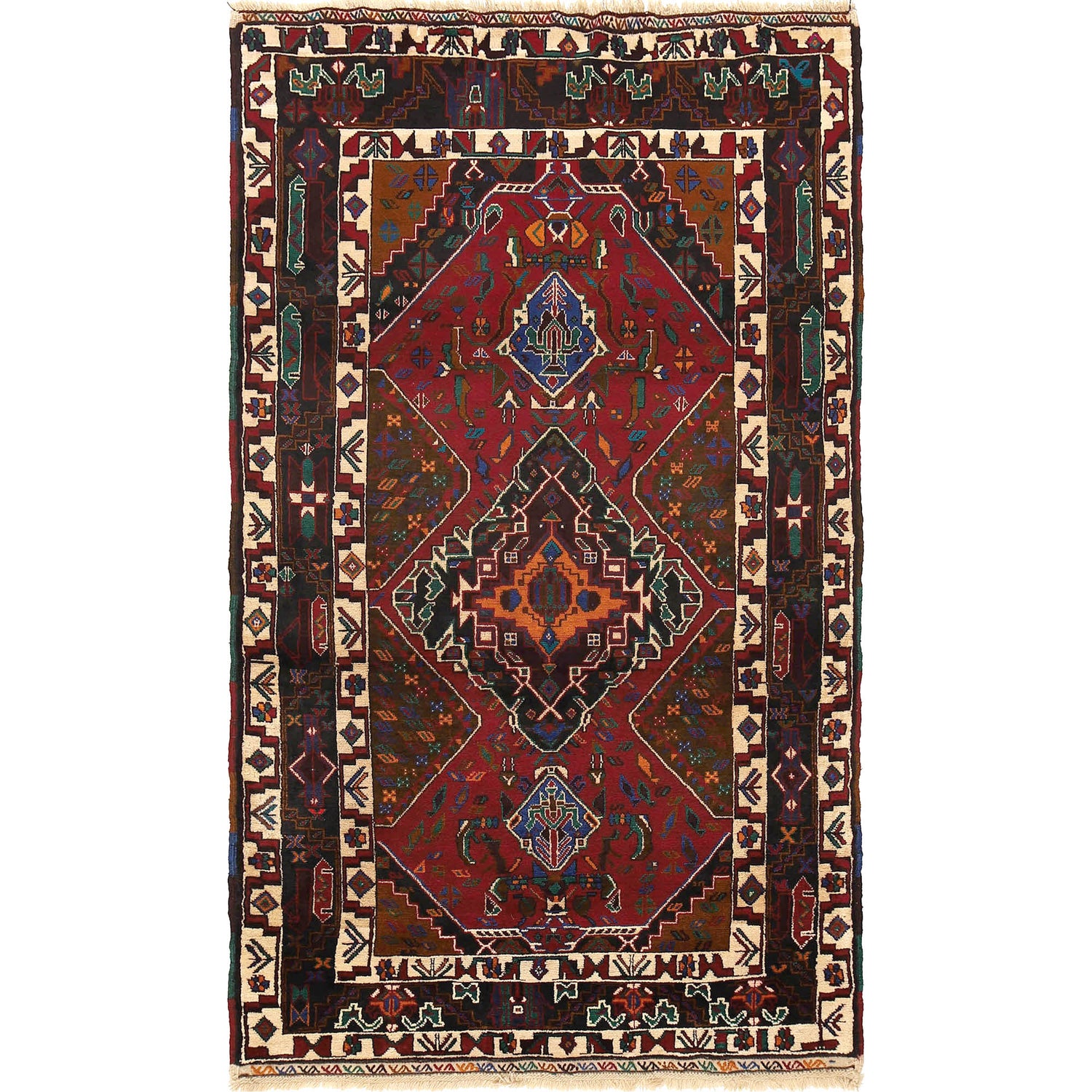 Tribal Baloch Rug 3' 10" x 6' 8" ft / 116 x 203 cm - No. R18840