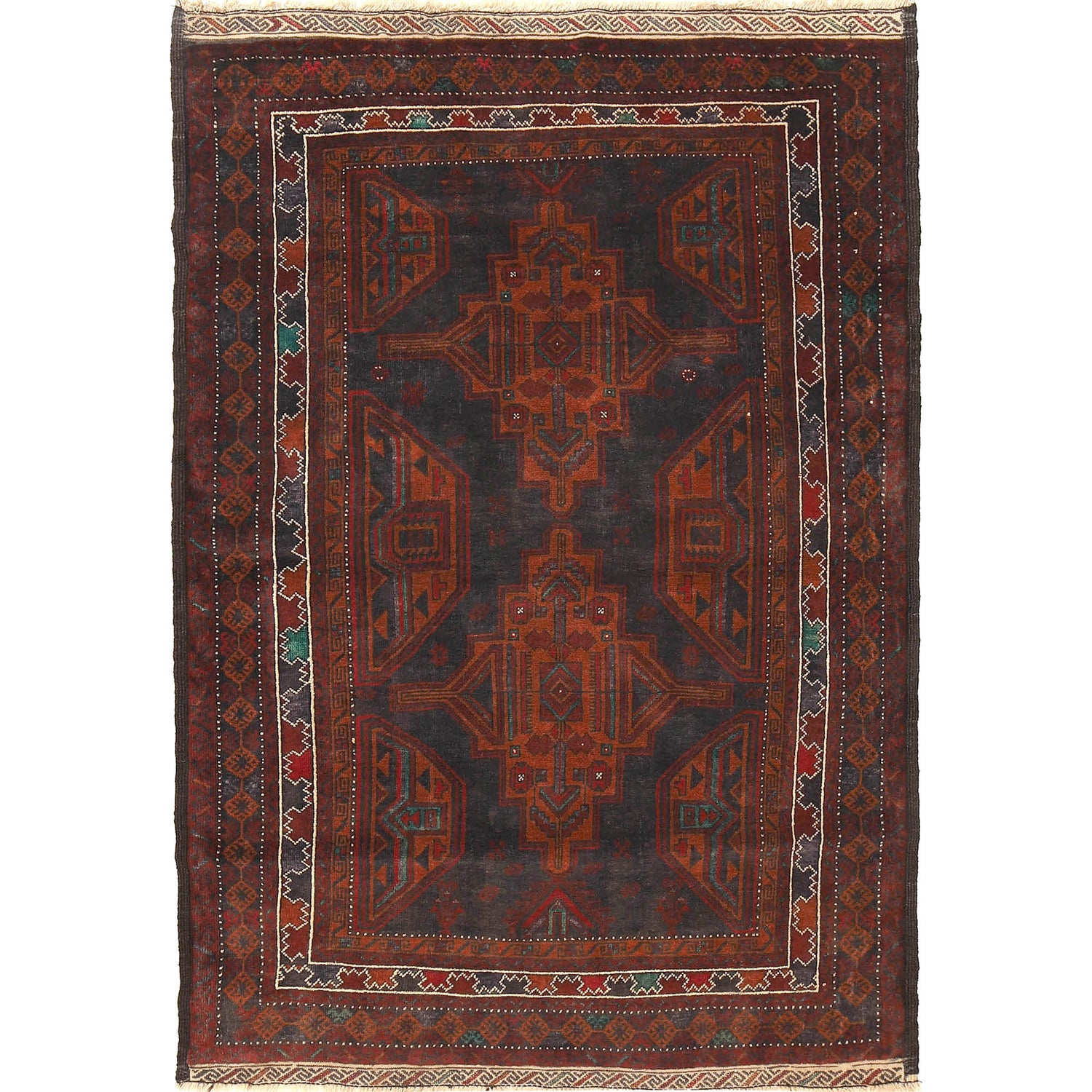 Tribal Baloch Rug 4' 0" x 6' 1" ft / 122 x 185 cm - No. R18842