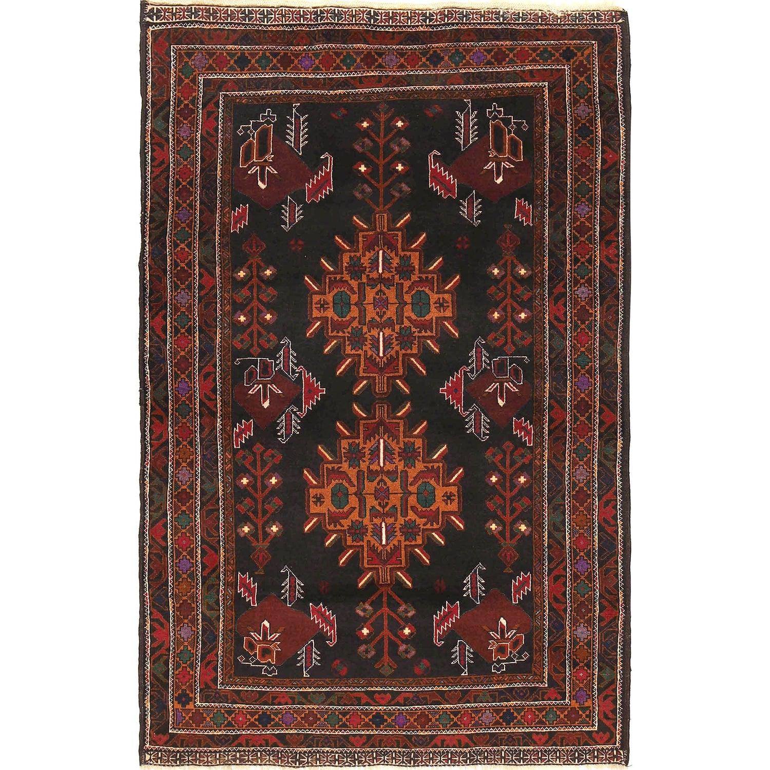 Tribal Baloch Rug 3' 10" x 6' 2" ft / 117 x 188 cm - No. R18844