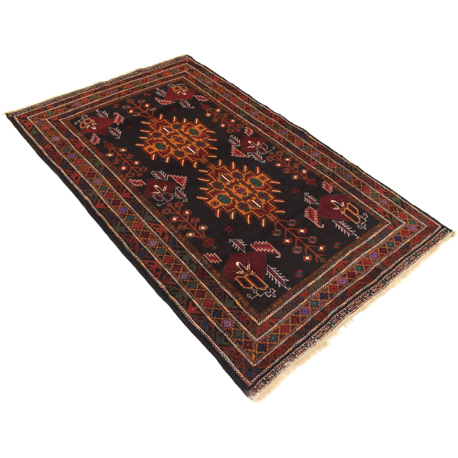 Tribal Baloch Rug 3' 10" x 6' 2" ft / 117 x 188 cm - No. R18844