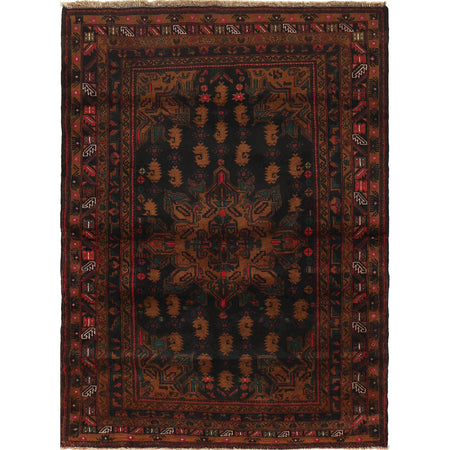 Black Color Baluchi Rug 4' 2" x 5' 6" ft / 126 x 168 cm - No. R18846
