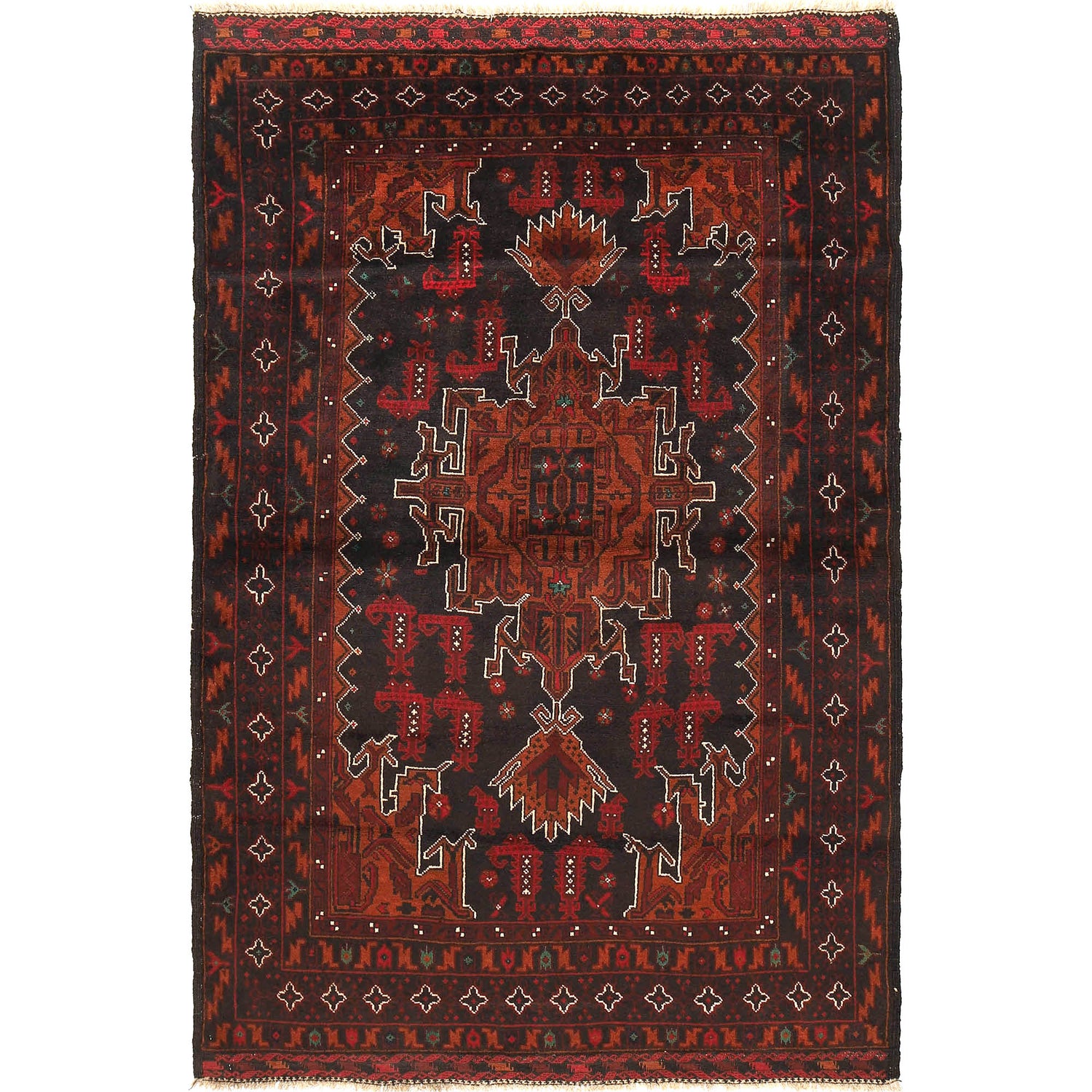 Baluch Short Rug 4' 4" x 6' 9" ft / 131 x 205 cm - No. R18847
