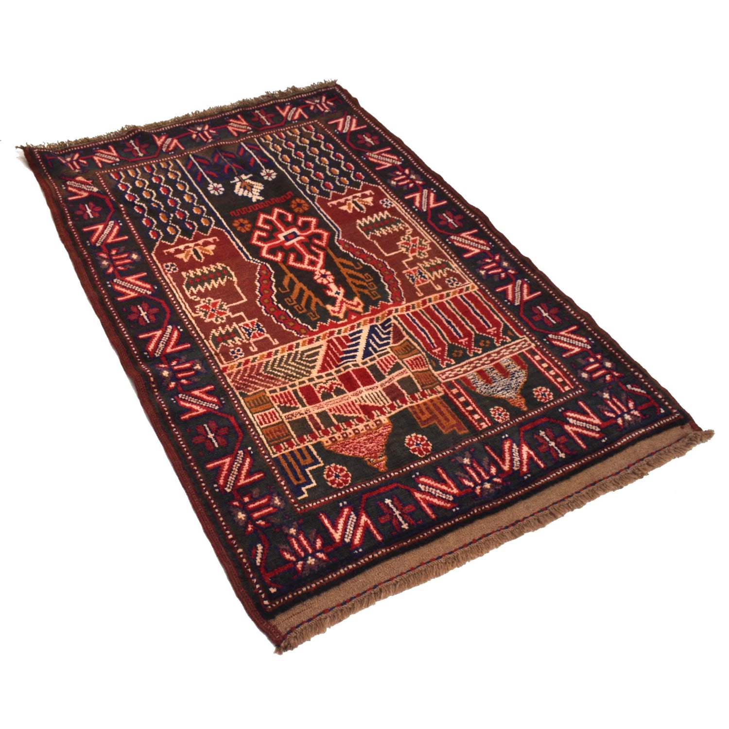 Hand Knotted Prayer Rug 3' 2" x 4' 8" ft / 96 x 142 cm - R18961