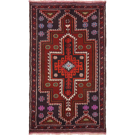 Handmade Balochi Carpet 2' 7" x 4' 4" ft / 80 x 133 cm - No. R18964