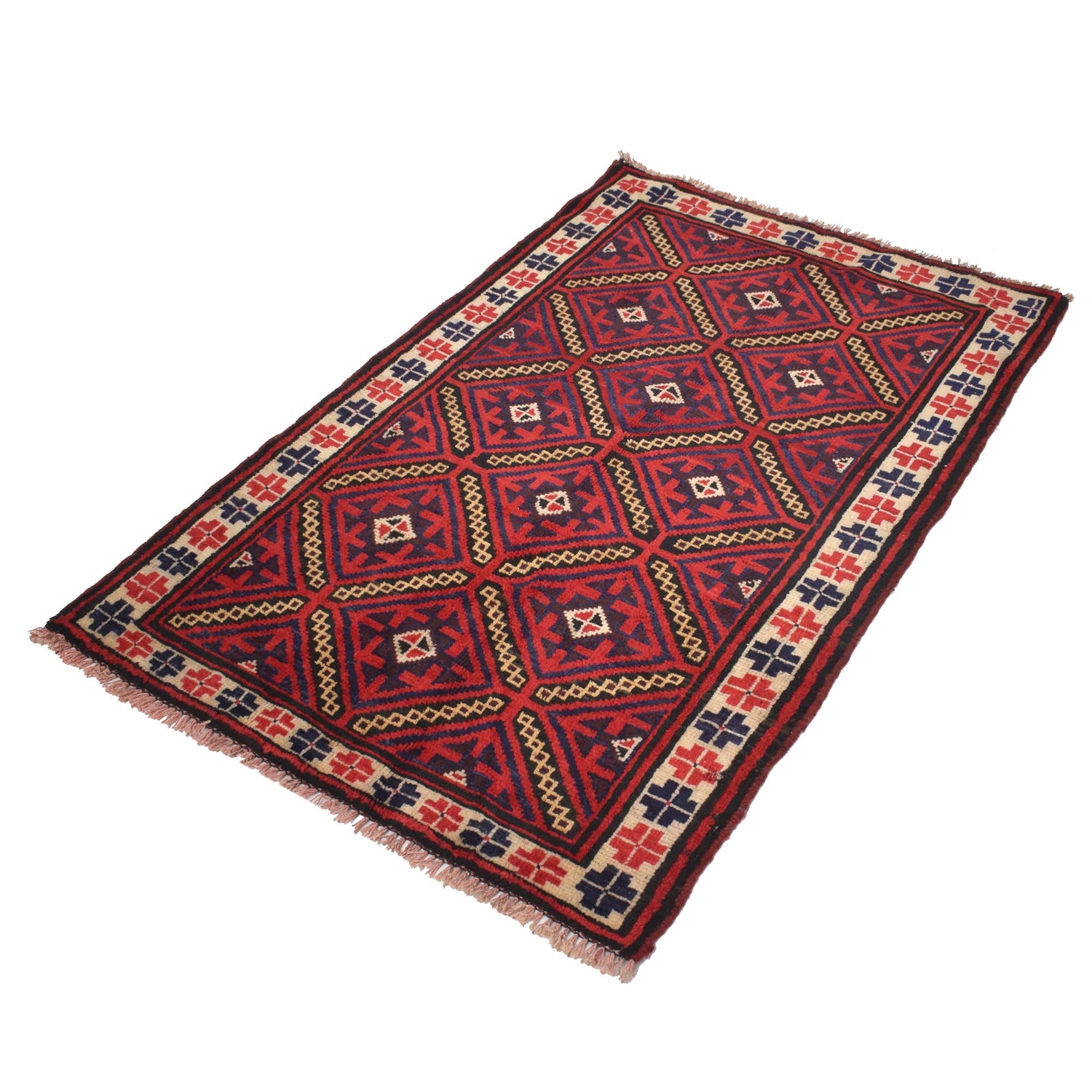 Handmade Balochi Carpet 2' 9" x 4' 2" ft / 83 x 128 cm - No. R18995