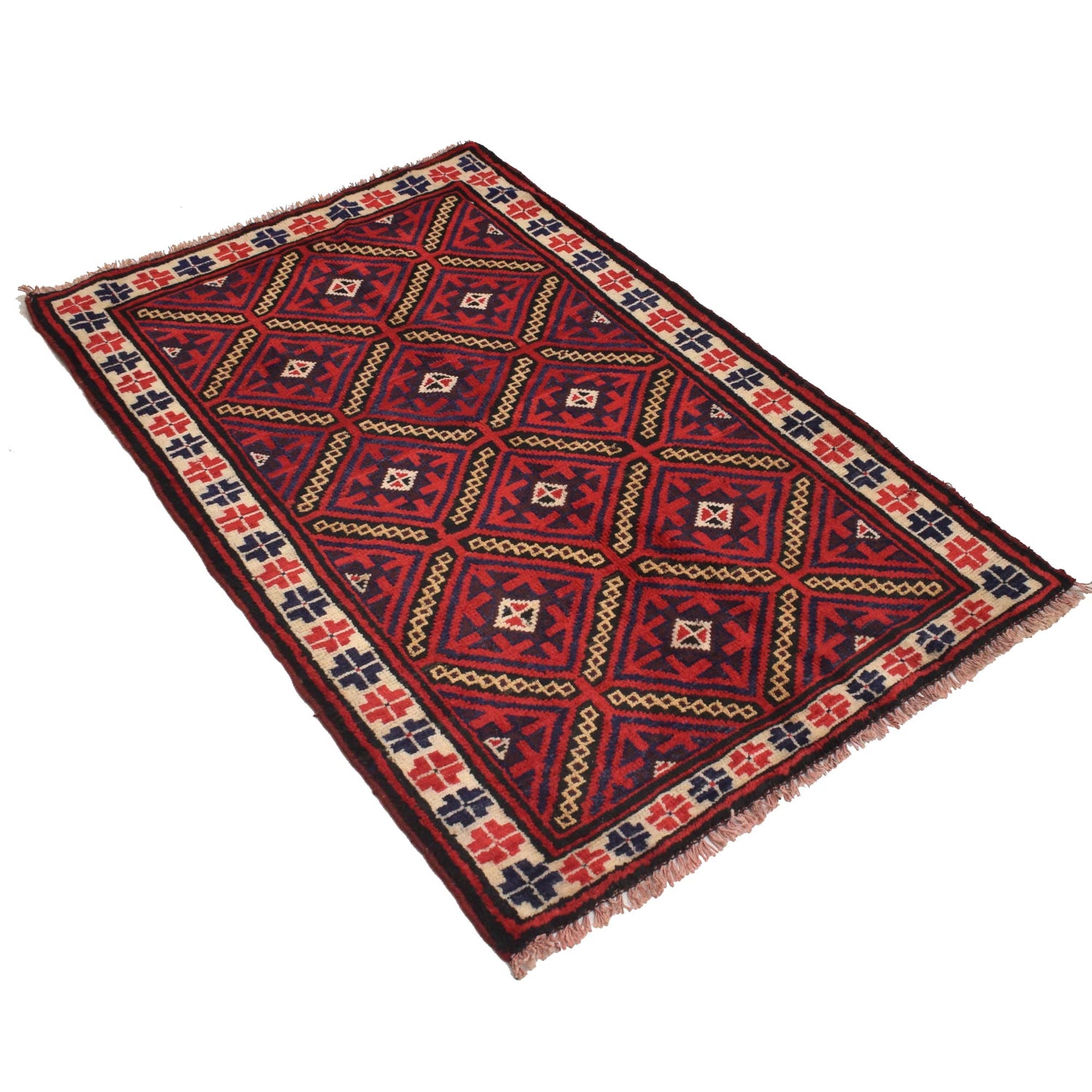 Handmade Balochi Carpet 2' 9" x 4' 2" ft / 83 x 128 cm - No. R18995