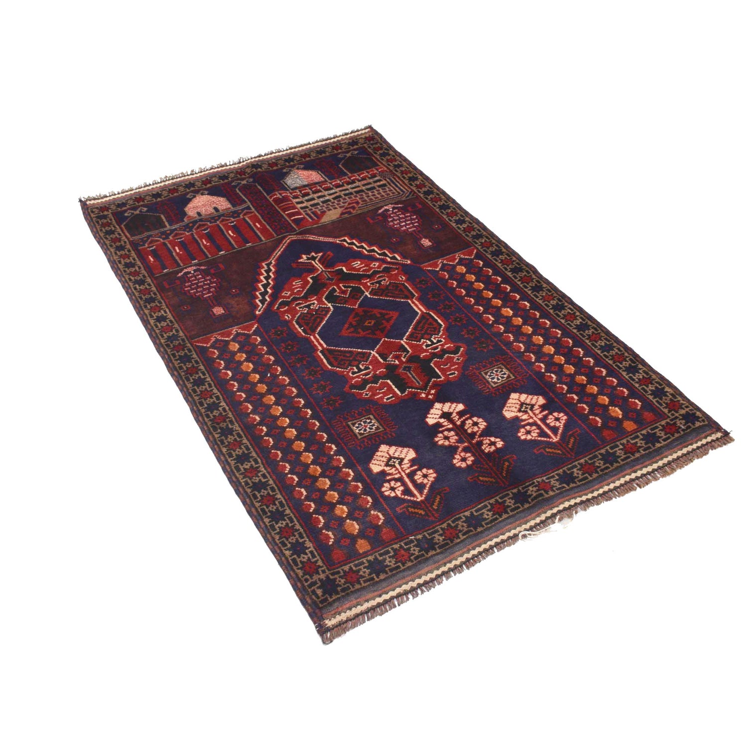 Handmade Prayer Rug 2' 11" x 4' 10" ft / 90 x 147 cm - R19009