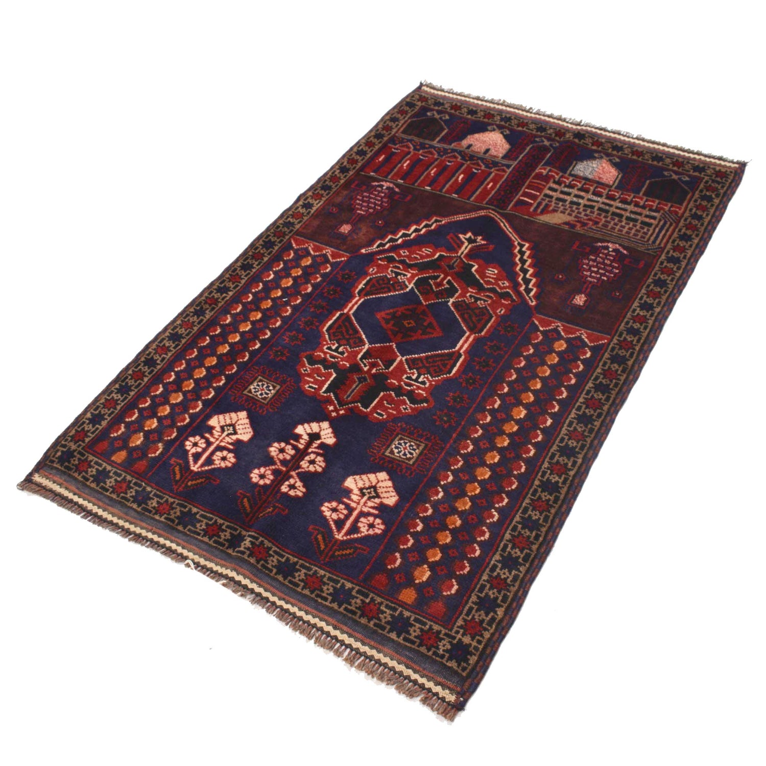 Handmade Prayer Rug 2' 11" x 4' 10" ft / 90 x 147 cm - R19009