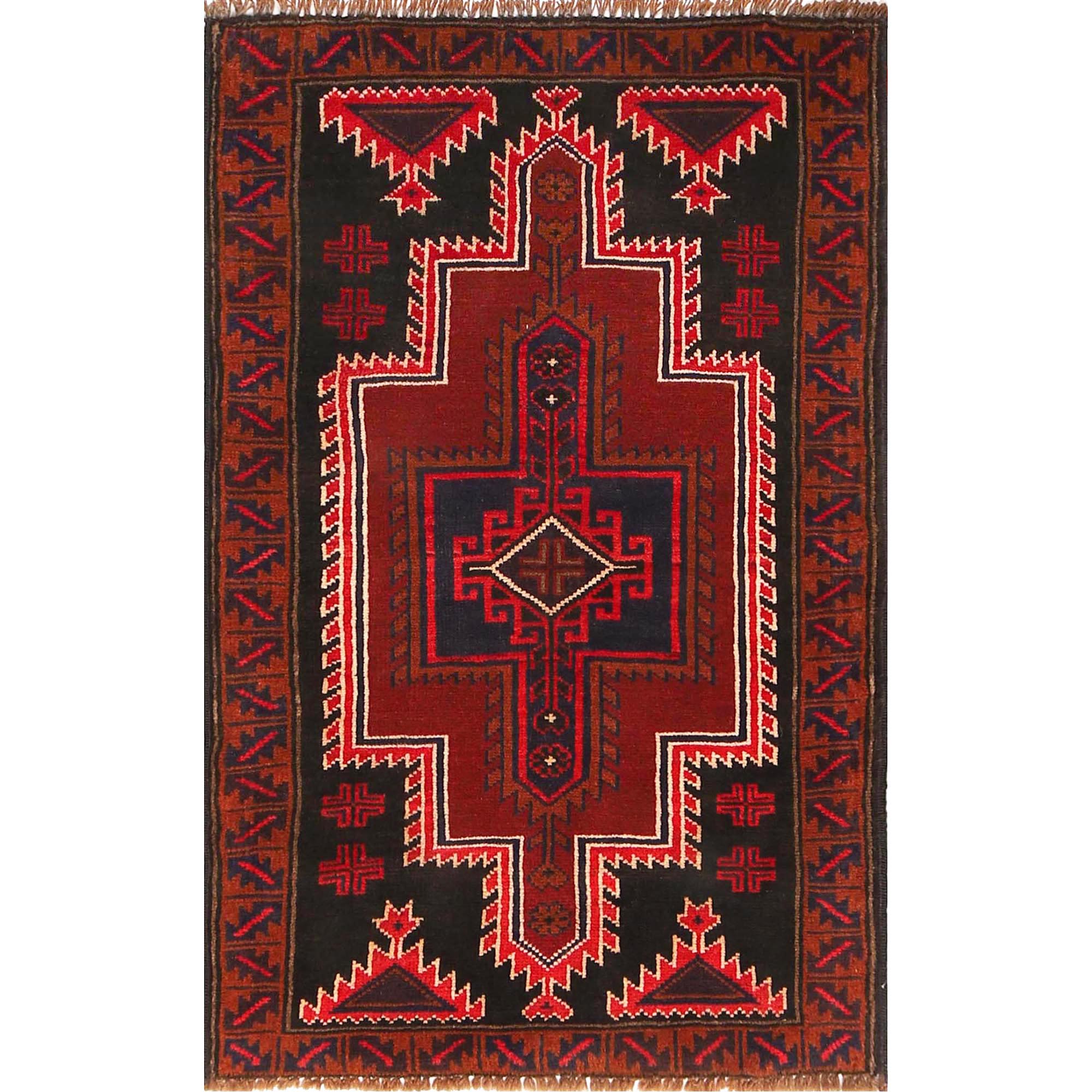 Handmade Balochi Carpet 2' 9" x 4' 5" ft / 83 x 135 cm - No. R19057