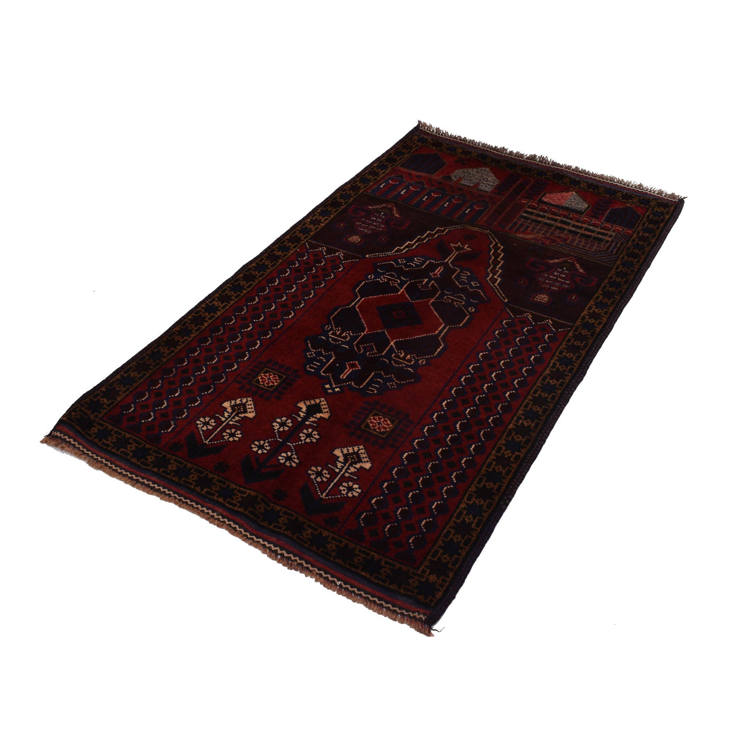 Handmade Prayer Rug 2' 11" x 5' 1" ft / 90 x 156 cm - R19075