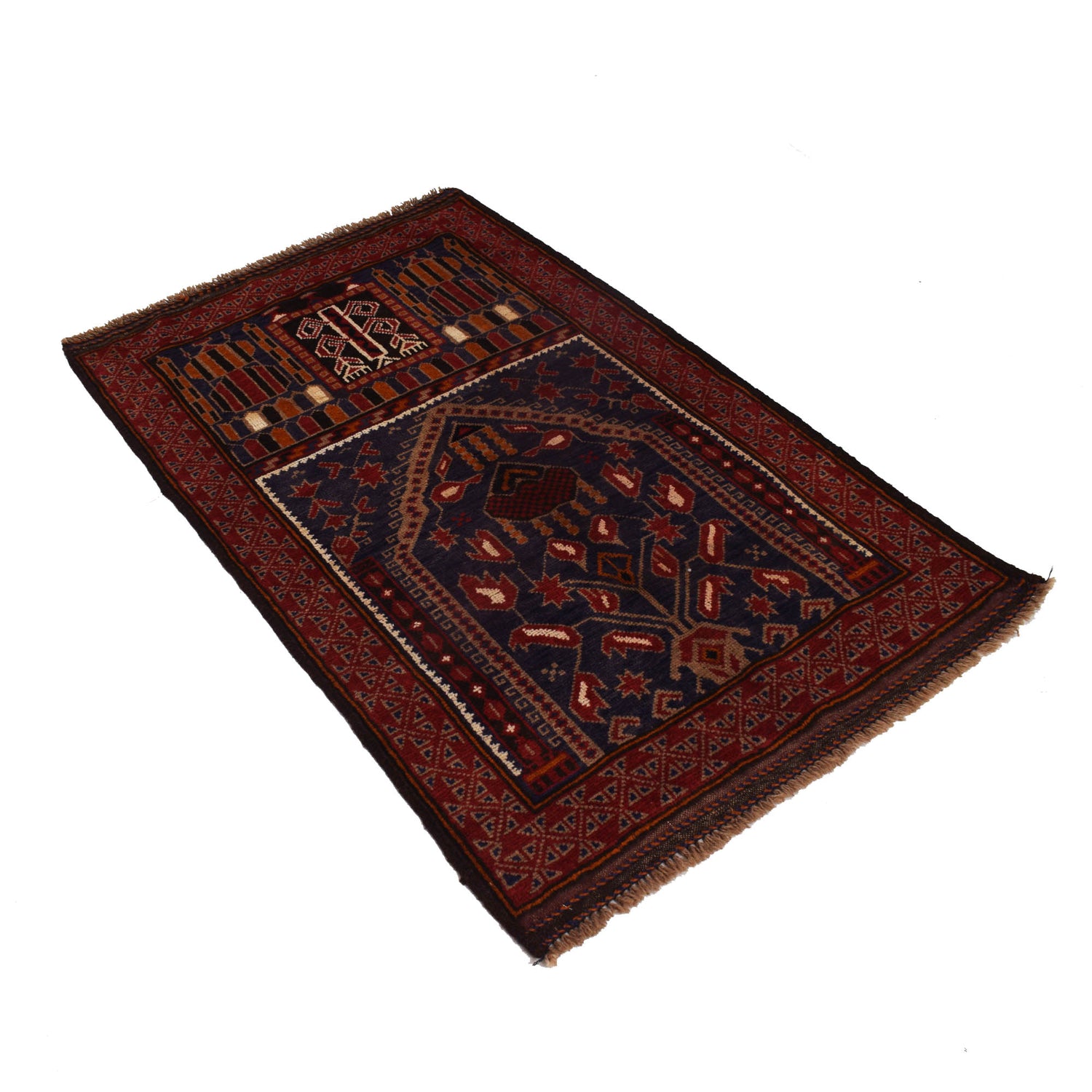 Handmade Prayer Rug 2' 10" x 4' 8" ft / 86 x 143 cm - R19092