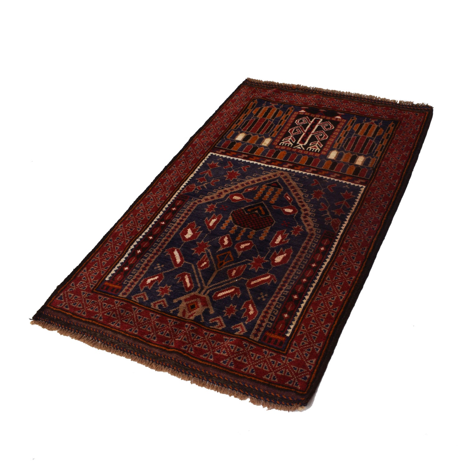 Handmade Prayer Rug 2' 10" x 4' 8" ft / 86 x 143 cm - R19092