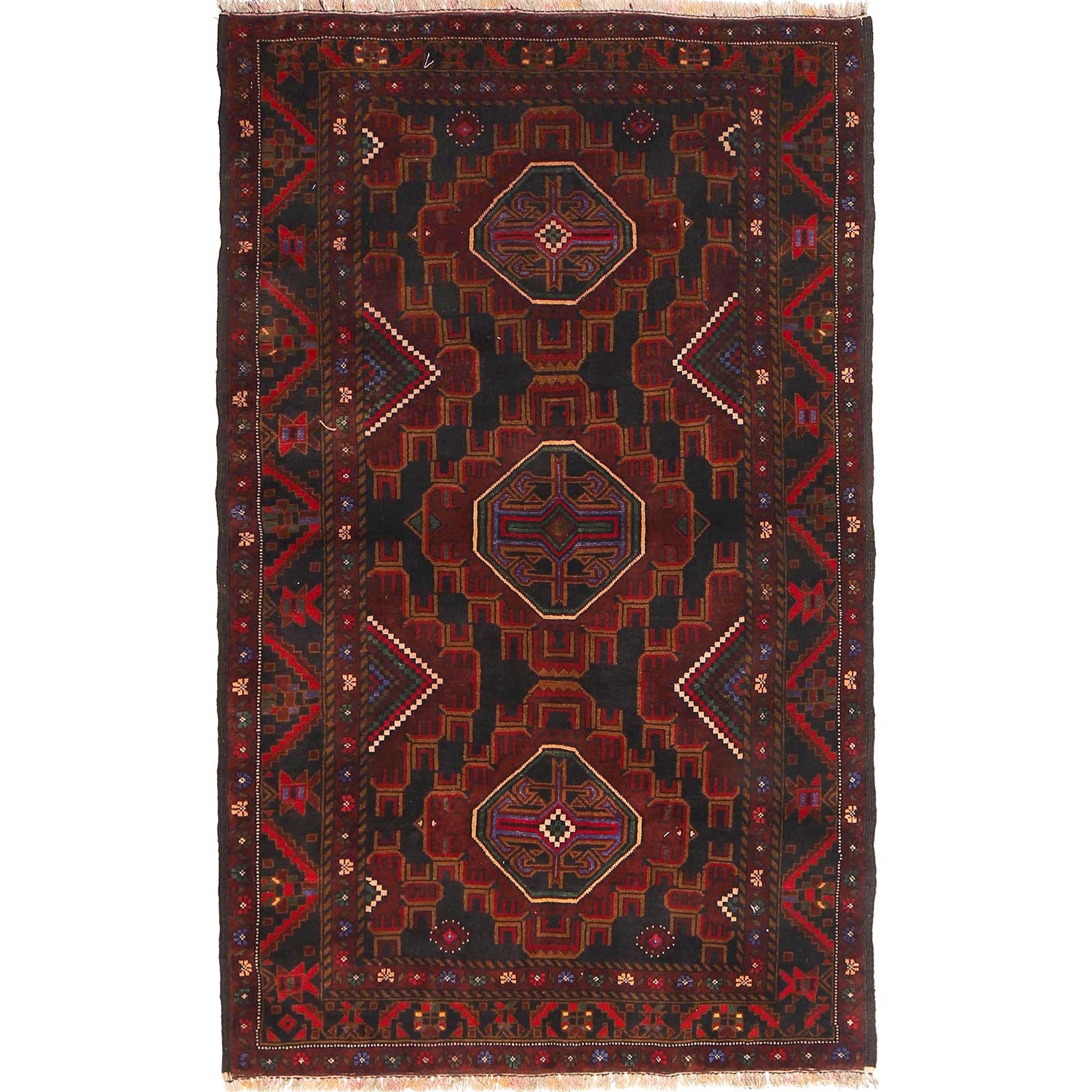 Traditional Baloch Rug 3' 10" x 6' 2" ft / 116 x 187 cm - No. R19104
