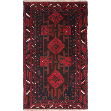 Traditional Baloch Rug 3' 8" x 6' 2" ft / 111 x 187 cm - No. R19106
