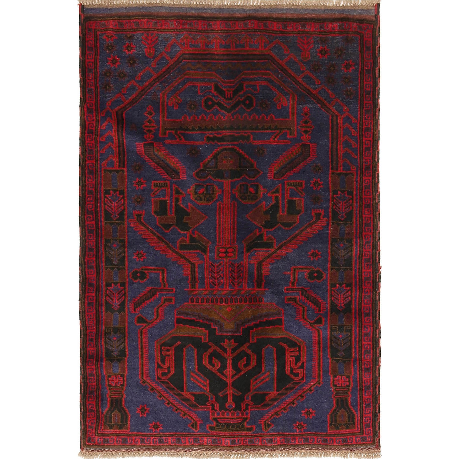 Handmade Balochi Carpet 3' 1" x 4' 6" ft / 93 x 136 cm - No. R19182
