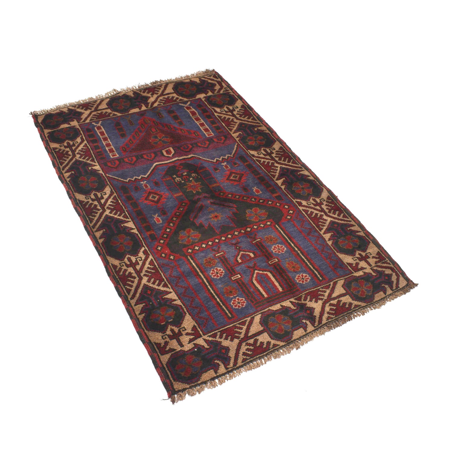 Handmade Prayer Rug 2' 11" x 4' 7" ft / 88 x 140 cm - R19183