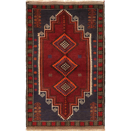 Handmade Balochi Carpet 2' 11" x 4' 8" ft / 90 x 143 cm - No. R19193