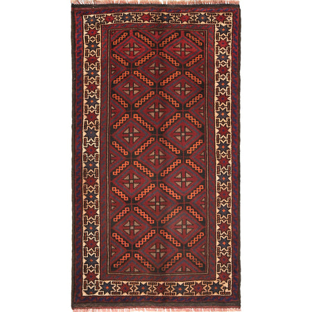 Handmade Balochi Carpet 2' 7" x 4' 6" ft / 78 x 137 cm - No. R19198