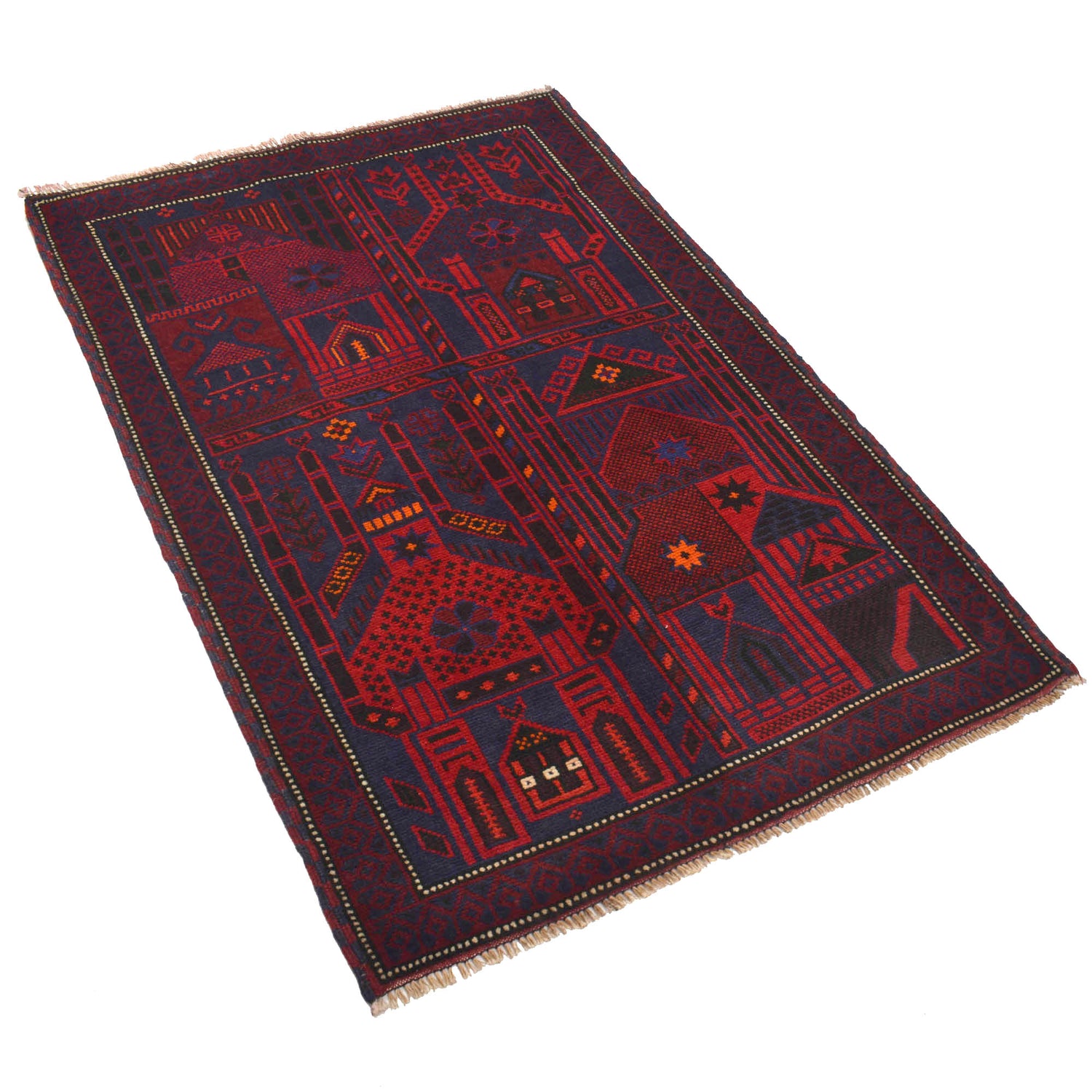Handmade Prayer Rug 3' 1" x 4' 7" ft / 93 x 139 cm - R19202