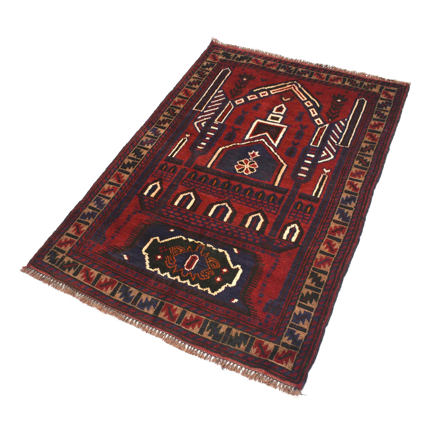 Hand Knotted Prayer Rug 2' 11" x 4' 4" ft / 88 x 132 cm - No. R19216