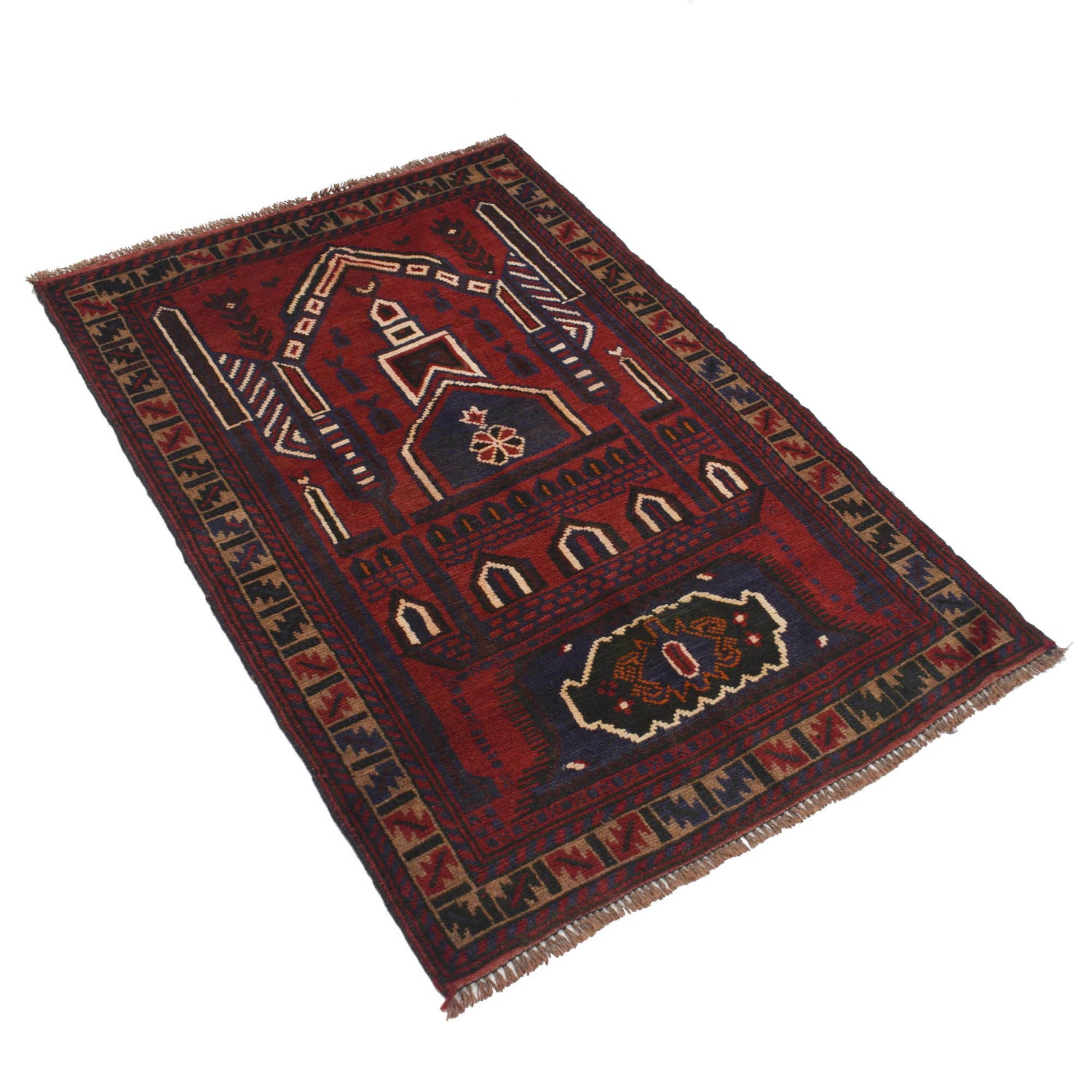 Hand Knotted Prayer Rug 2' 11" x 4' 4" ft / 88 x 132 cm - No. R19216