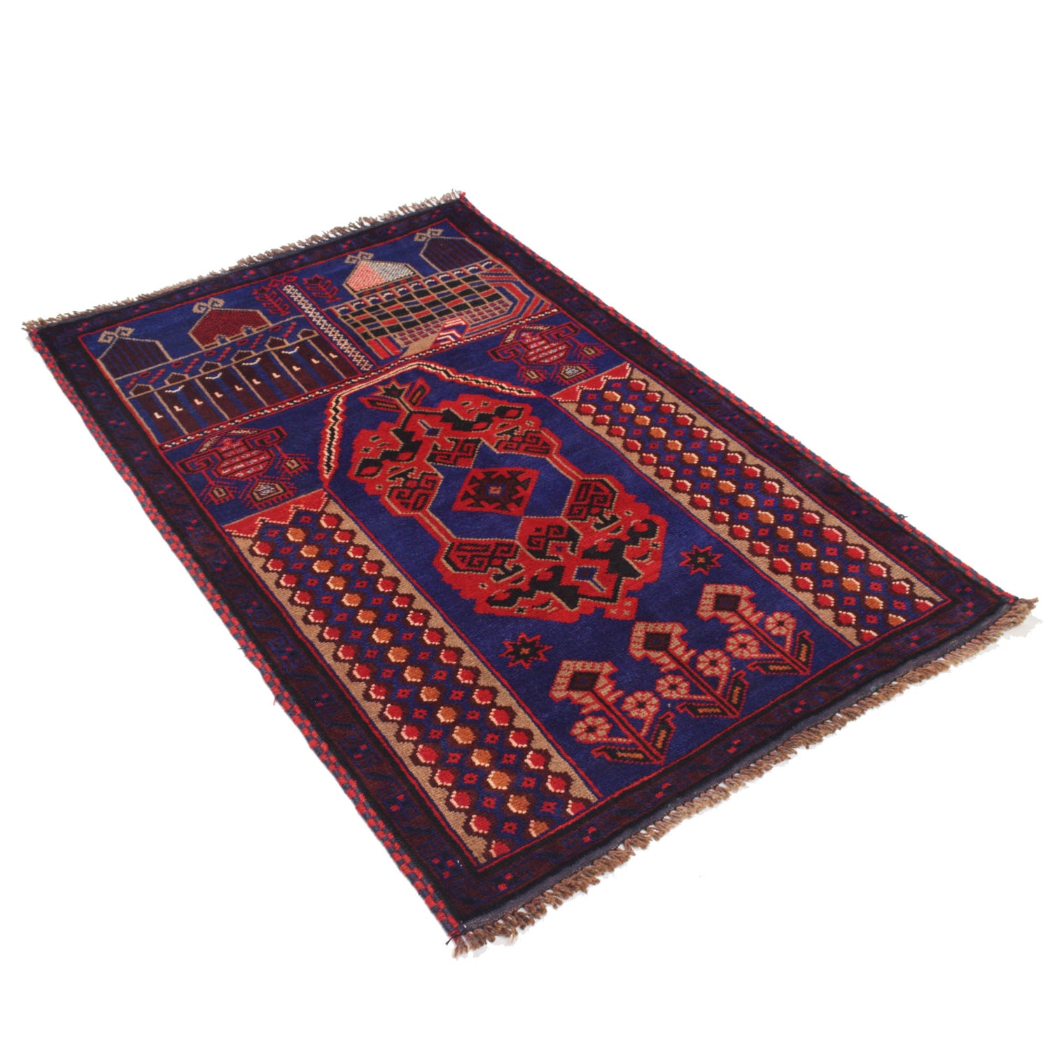 Handmade Prayer Rug 3' 1" x 4' 8" ft / 94 x 143 cm - R19219