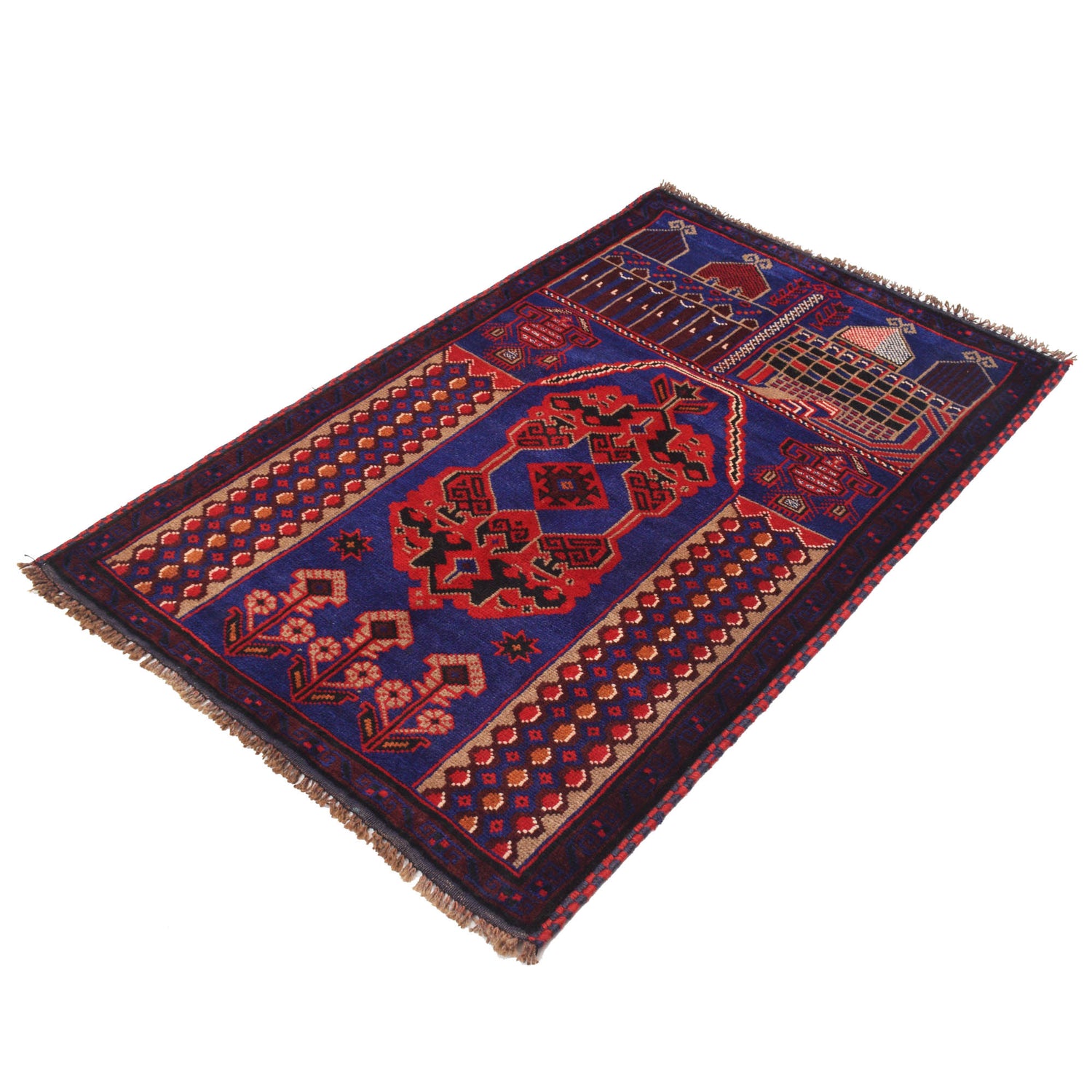 Handmade Prayer Rug 3' 1" x 4' 8" ft / 94 x 143 cm - R19219