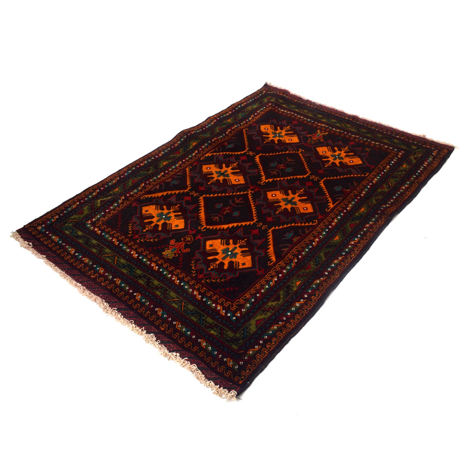 Traditional Baloch Rug 4' 1" x 5' 9" ft / 125 x 174 cm - No. R19315