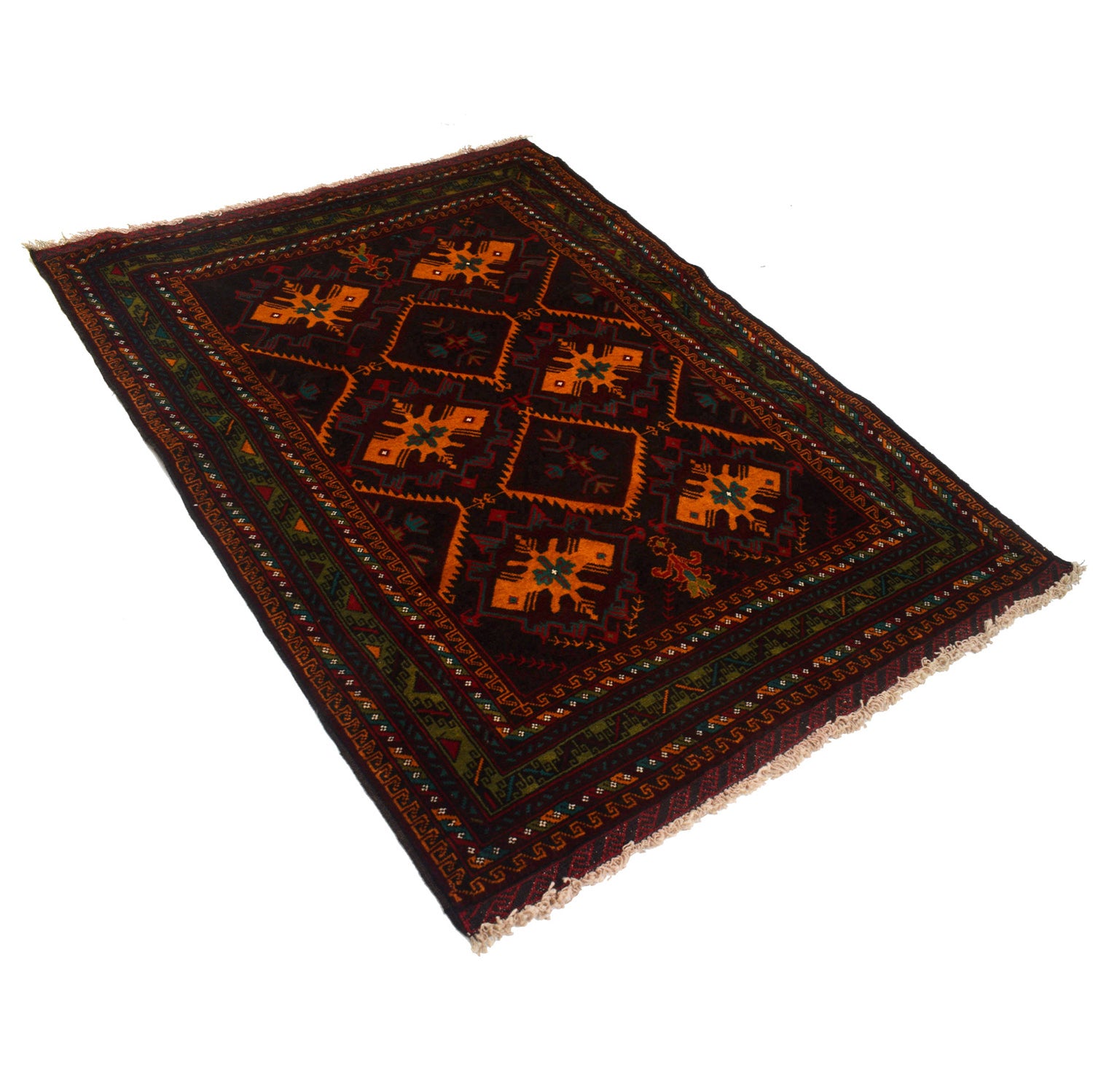 Traditional Baloch Rug 4' 1" x 5' 9" ft / 125 x 174 cm - No. R19315