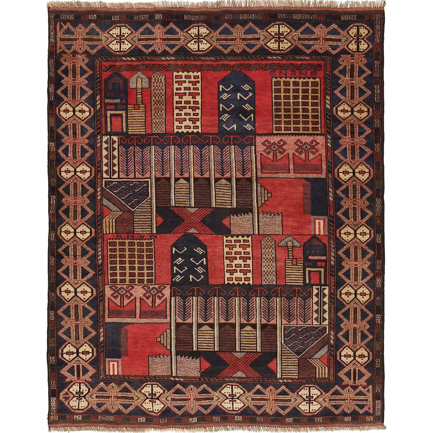 Traditional Baloch Rug 4' 5" x 5' 4" ft / 134 x 163 cm - No. R19350