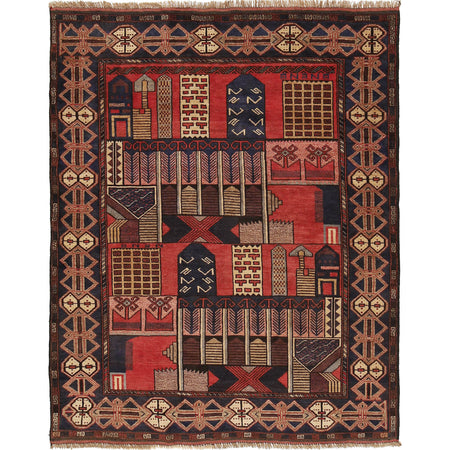 Traditional Baloch Rug 4' 5" x 5' 4" ft / 134 x 163 cm - No. R19350
