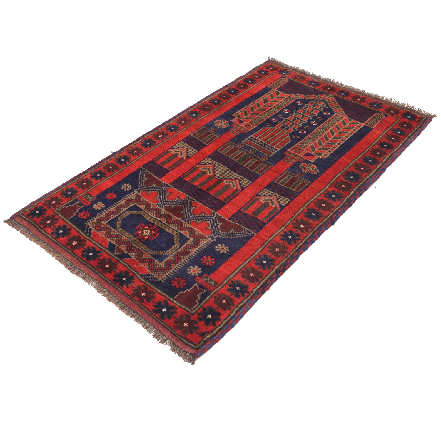 Handmade Prayer Rug 2' 11" x 4' 9" ft / 89 x 145 cm - R19364