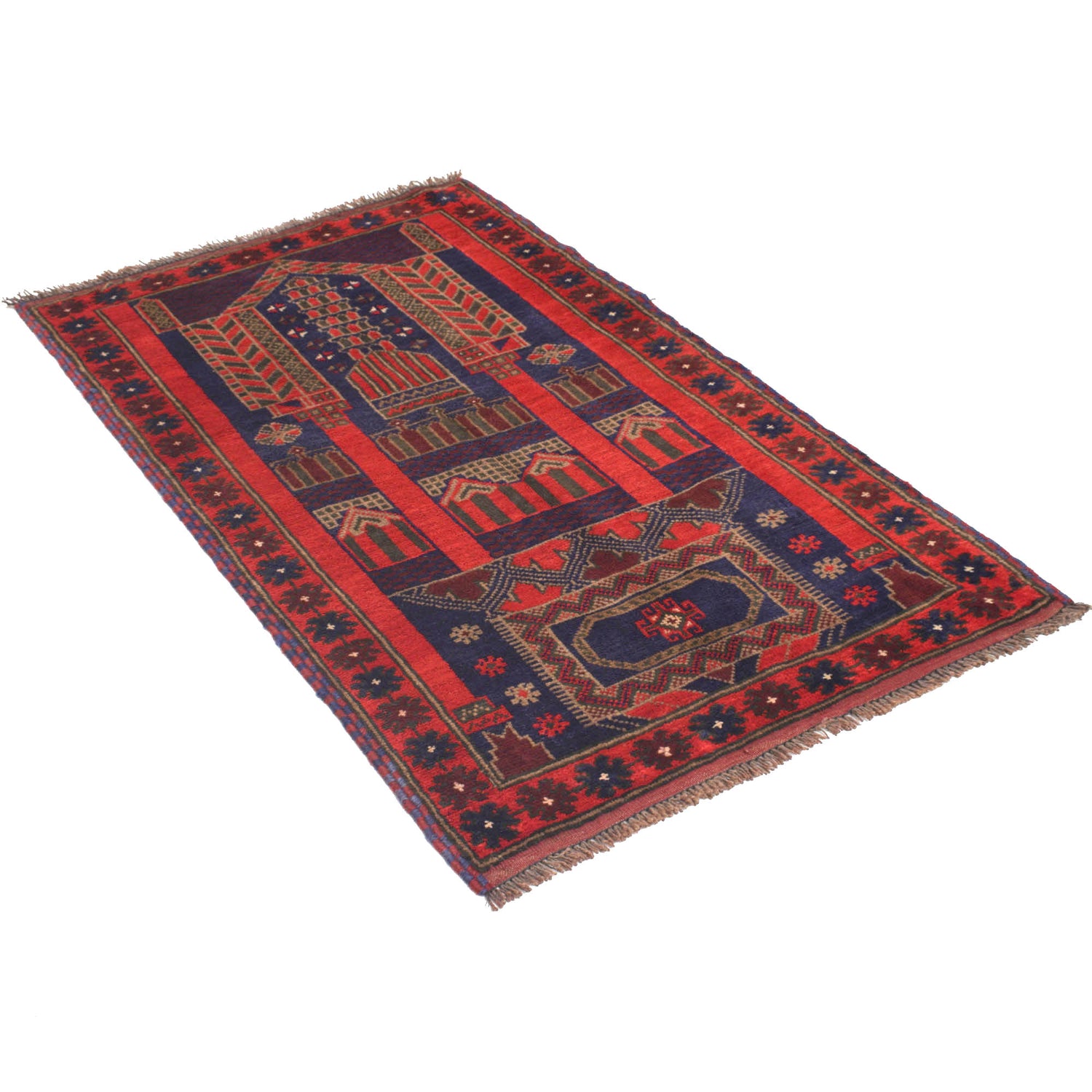 Handmade Prayer Rug 2' 11" x 4' 9" ft / 89 x 145 cm - R19364