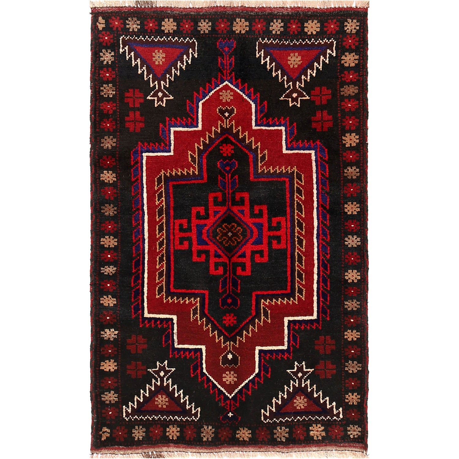 Handmade Balochi Carpet 2' 9" x 4' 5" ft / 85 x 134 cm - No. R19406