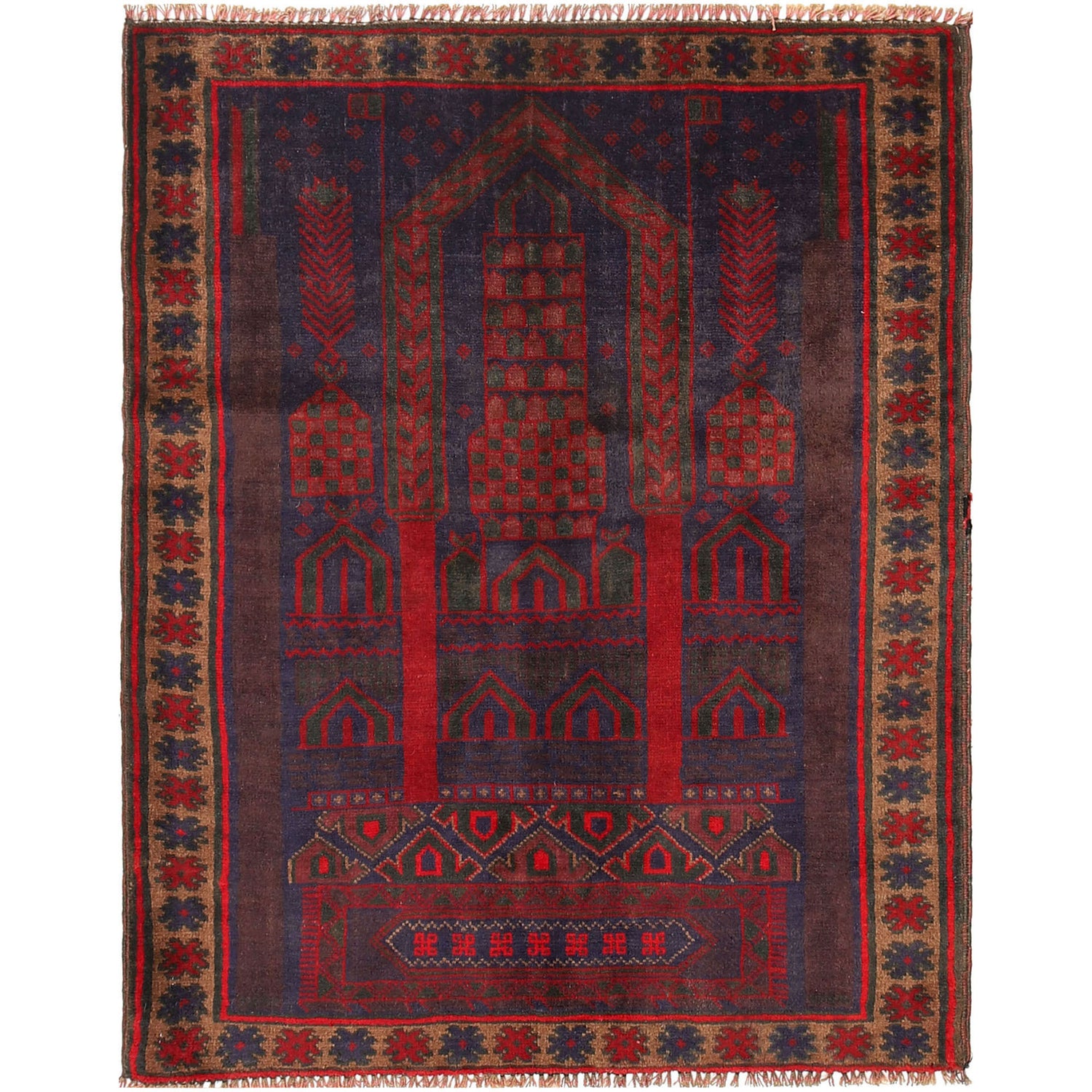 Small Prayer Carpet 3' 3" x 4' 4 ft / 100 x 132 cm - R19408