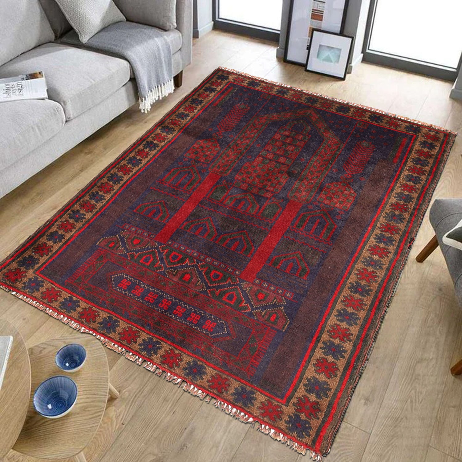 Small Prayer Carpet 3' 3" x 4' 4 ft / 100 x 132 cm - R19408