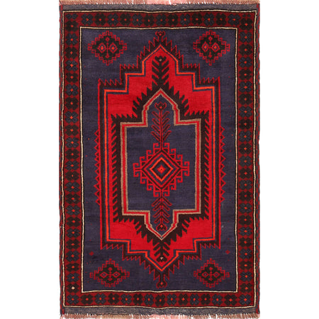 Handmade Balochi Carpet 3' 0" x 4' 8" ft / 92 x 141 cm - No. R19566