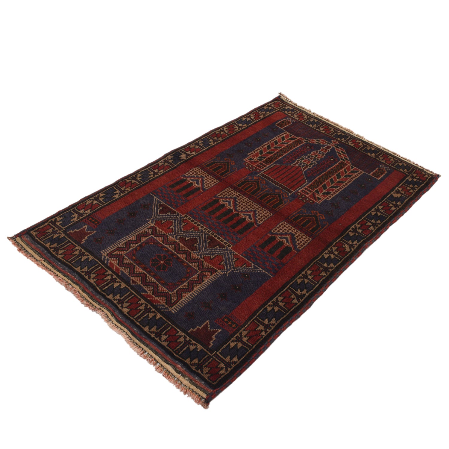 Hand Knotted Prayer Rug 3' 2" x 4' 8" ft / 96 x 143 cm - R19609