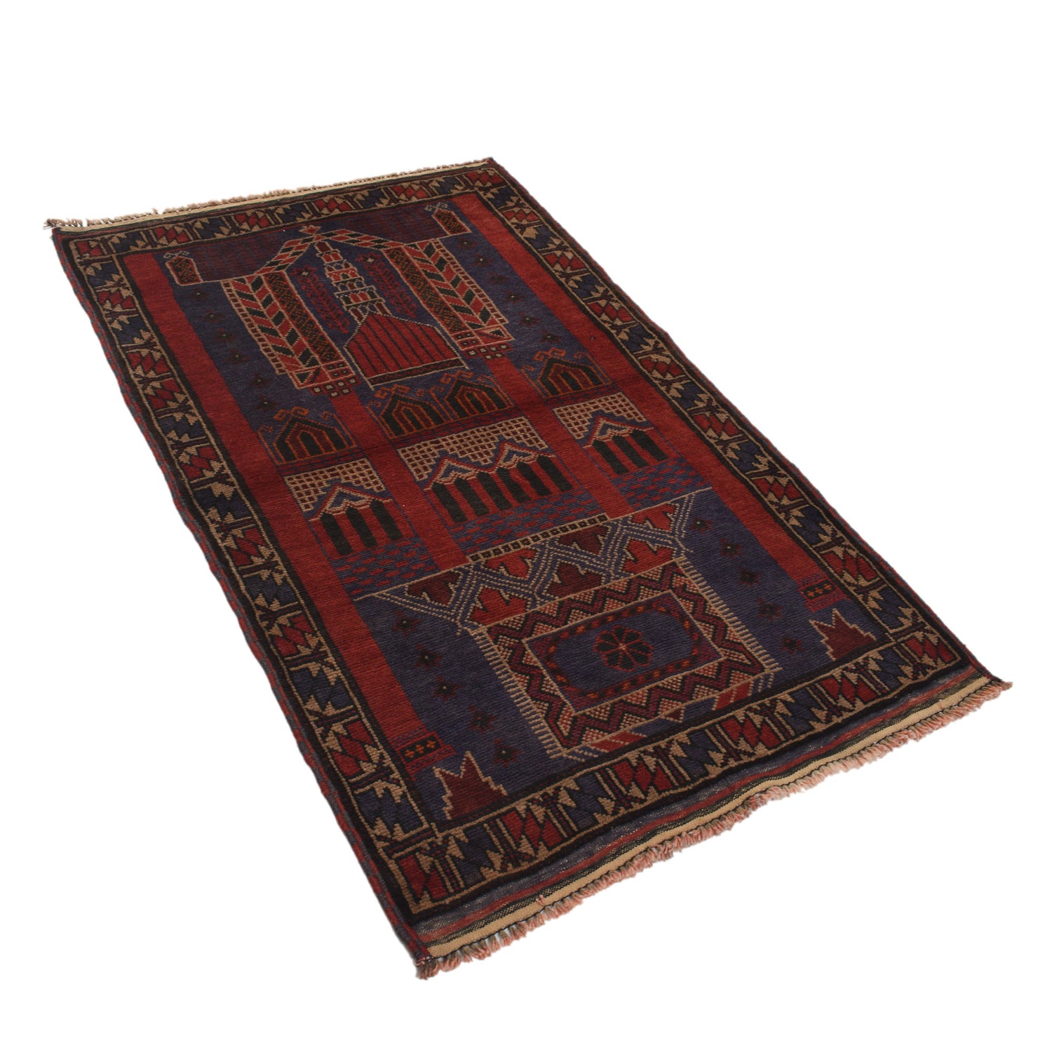 Hand Knotted Prayer Rug 3' 2" x 4' 8" ft / 96 x 143 cm - R19609