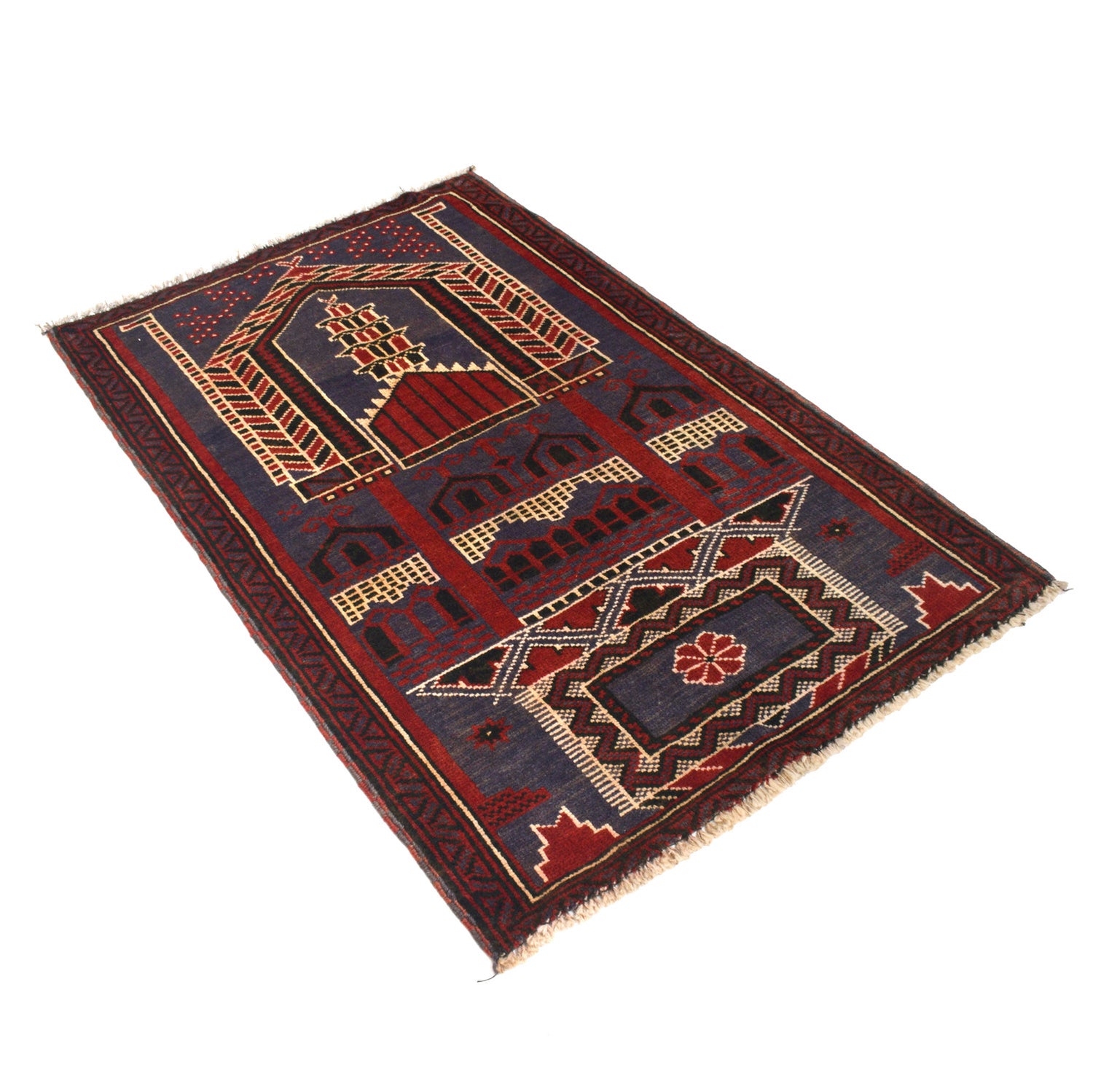 Small Prayer Carpet 2' 11" x 4' 8" ft / 90 x 142 cm - R19645