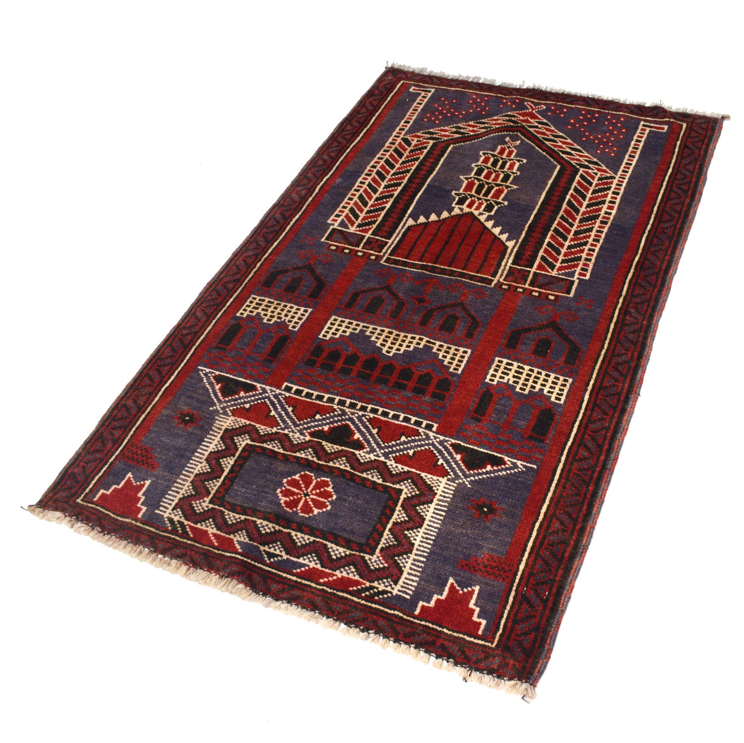 Small Prayer Carpet 2' 11" x 4' 8" ft / 90 x 142 cm - R19645