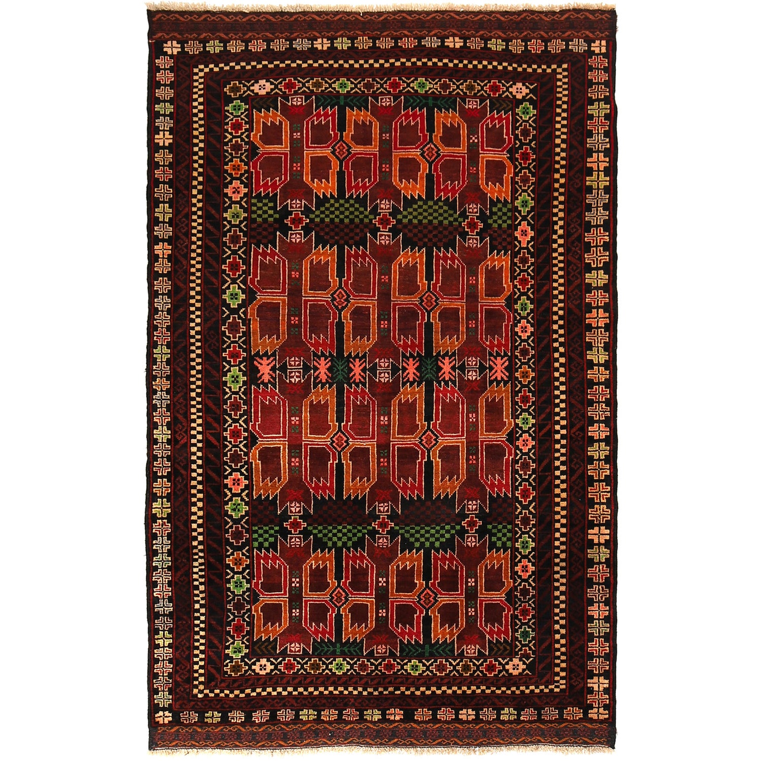 Traditional Baloch Rug 3' 11" x 6' 4" ft / 120 x 193 cm - No. R19668