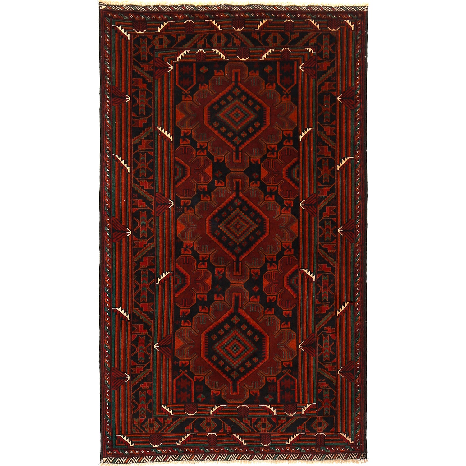 Traditional Baloch Rug 3' 10" x 6' 8" ft / 118 x 204 cm - No. R19672
