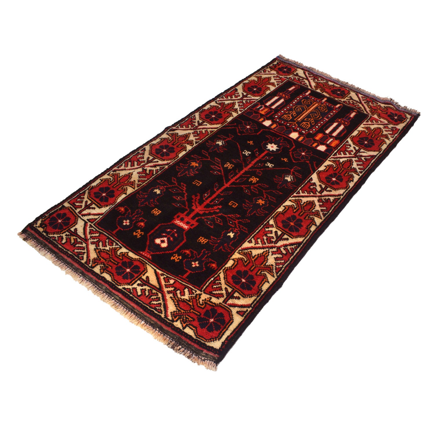 Islamic Prayer Carpet 2' 11" x 5' 1 ft / 88 x 156 cm - R19699