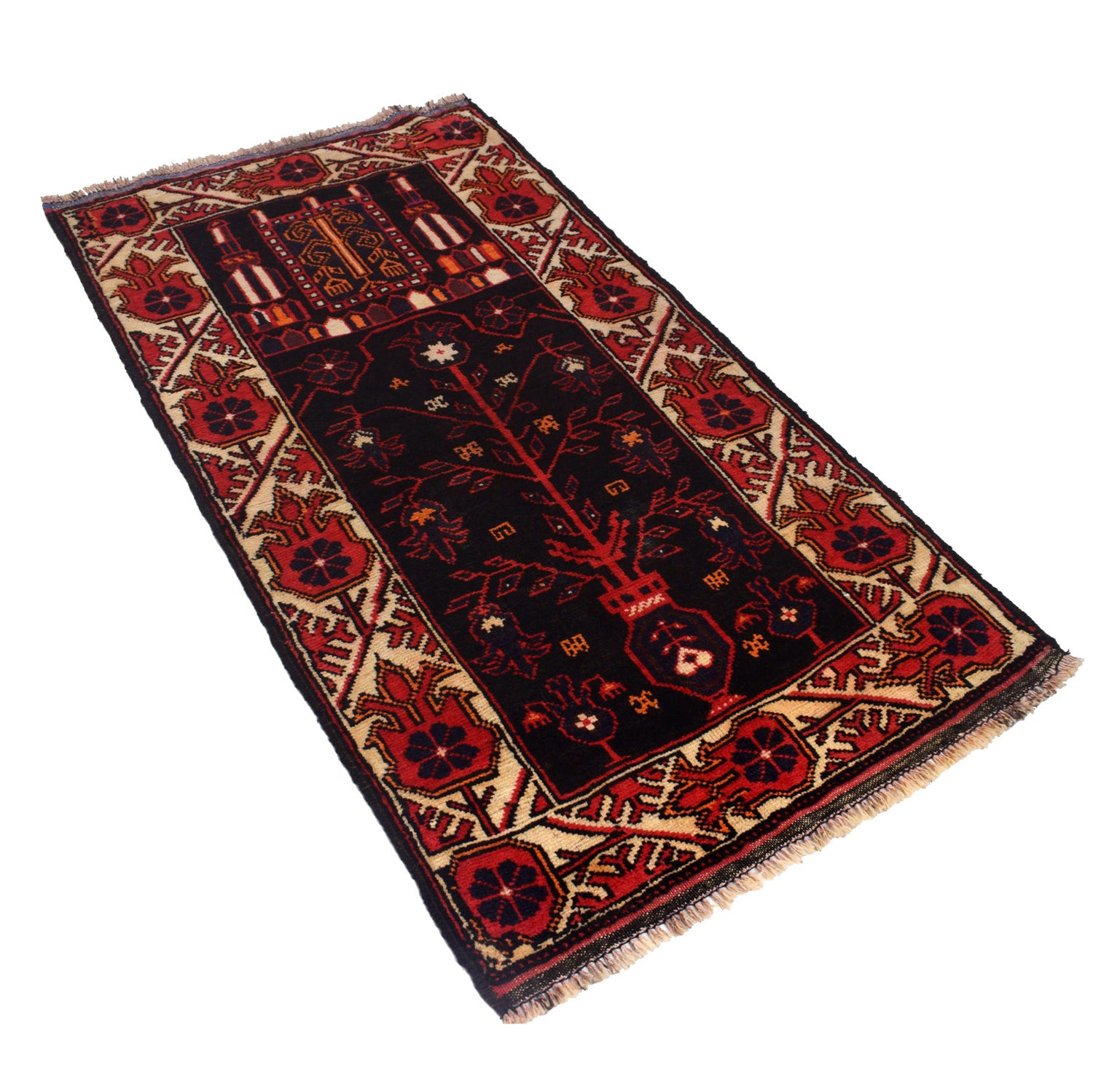 Islamic Prayer Carpet 2' 11" x 5' 1 ft / 88 x 156 cm - R19699