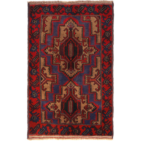 Handmade Balochi Carpet 2' 12" x 4' 8" ft / 91 x 143 cm - No. R19722