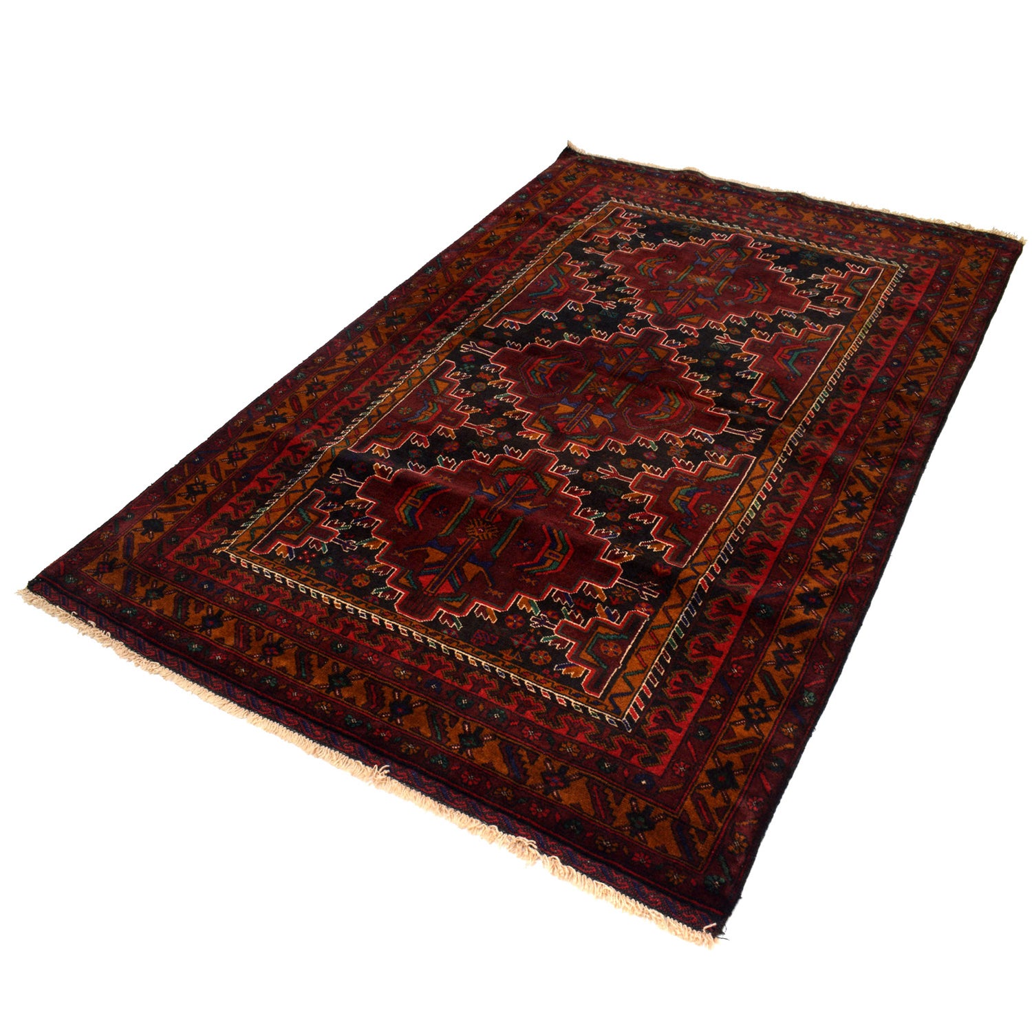 Traditional Baloch Rug 4' 2" x 6' 7" ft / 127 x 200 cm - No. R19733