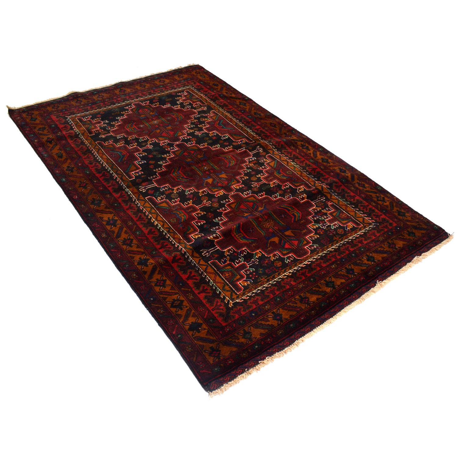 Traditional Baloch Rug 4' 2" x 6' 7" ft / 127 x 200 cm - No. R19733