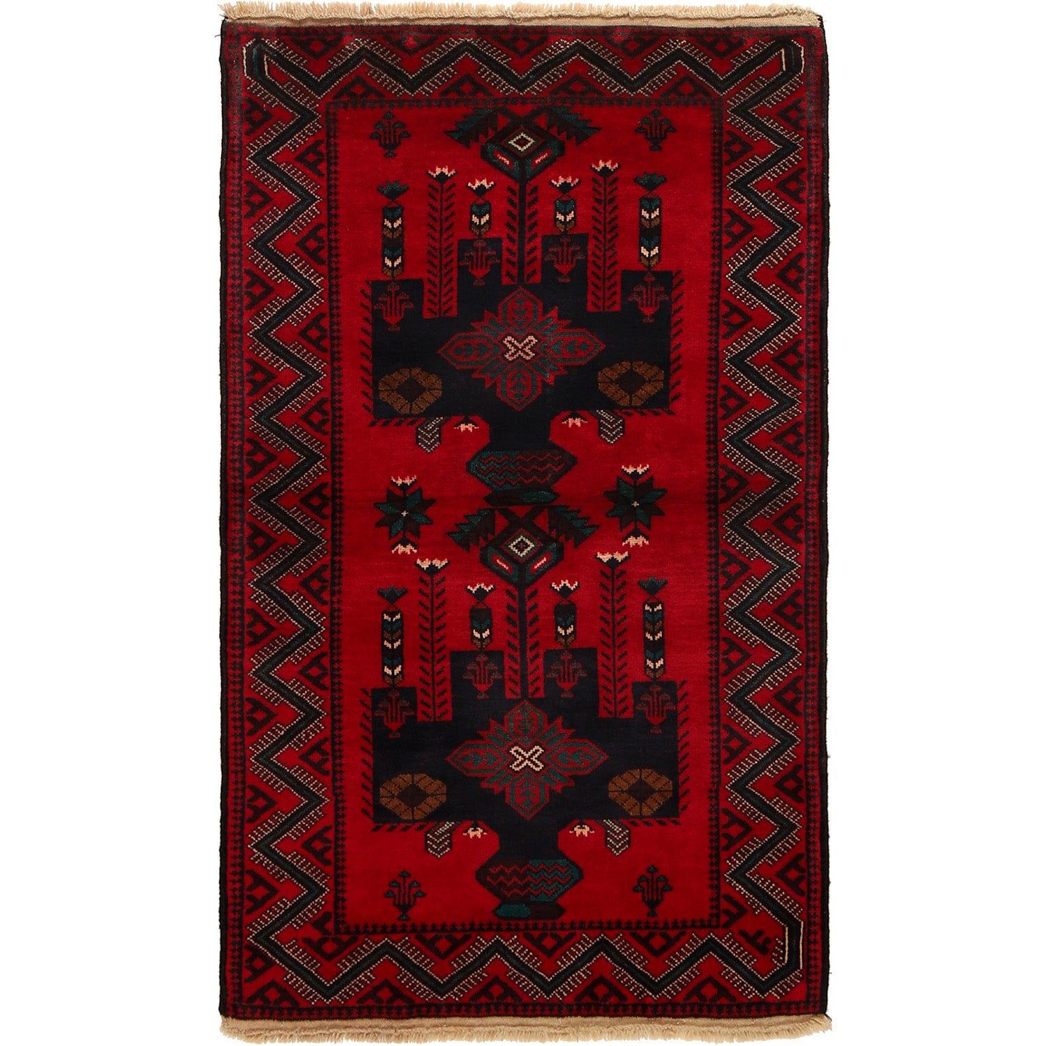 Red Baluchi Rug 2' 10" x 4' 10" ft / 86 x 148 cm - No. R19760